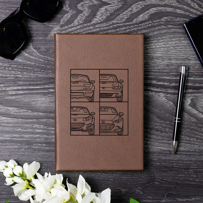 Miata Front View Collection Laser Engraved Leather Journal v.2