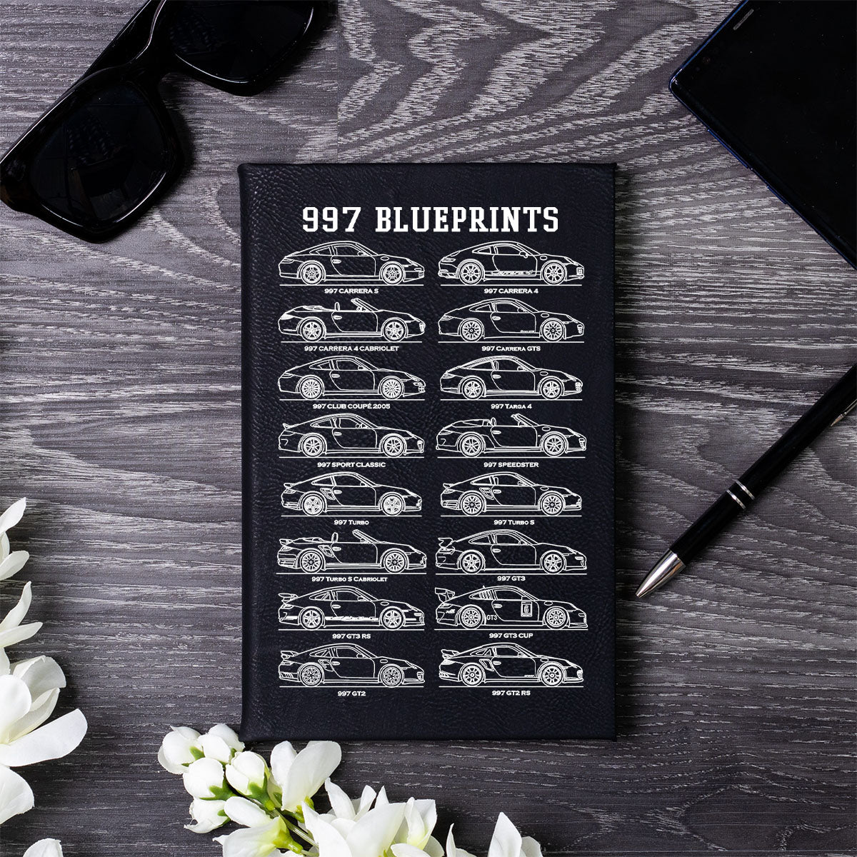 911 Blueprints Art A5 Leather Journal