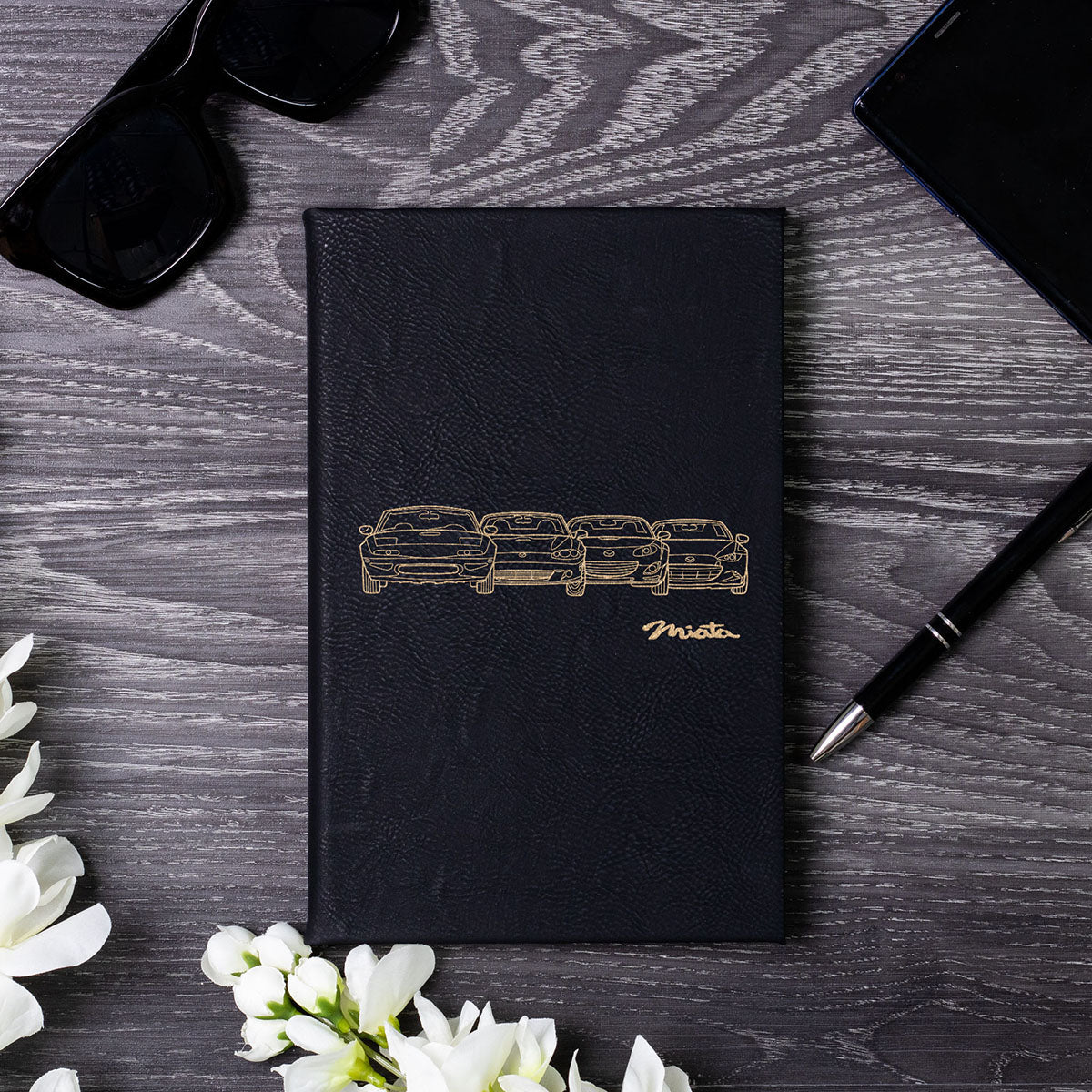 Miata Front Collection Laser Engraved Leather Journal - TrendySweety