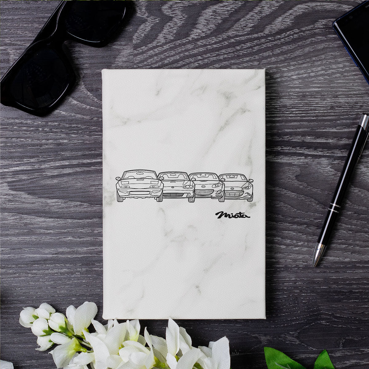 Miata Front Collection Laser Engraved Leather Journal - TrendySweety