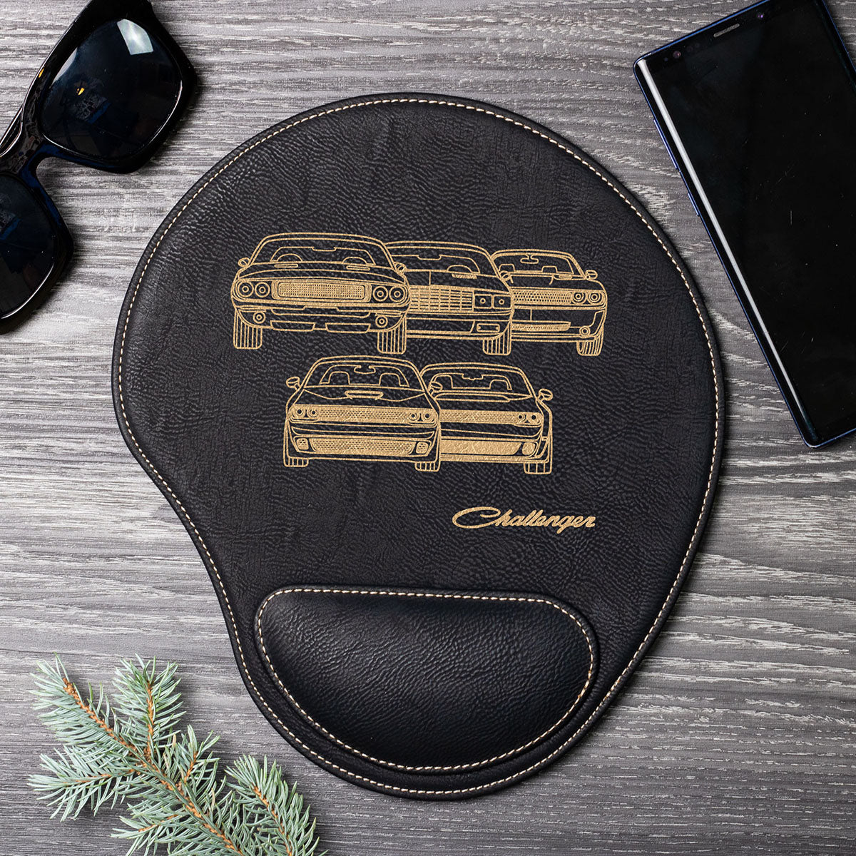 Challenger Evolution Engraved Leather Mouse Pad