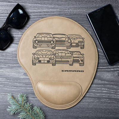 Camaro Evolution Engraved Leather Mouse Pad