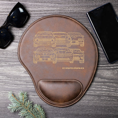 Camaro Evolution Engraved Leather Mouse Pad
