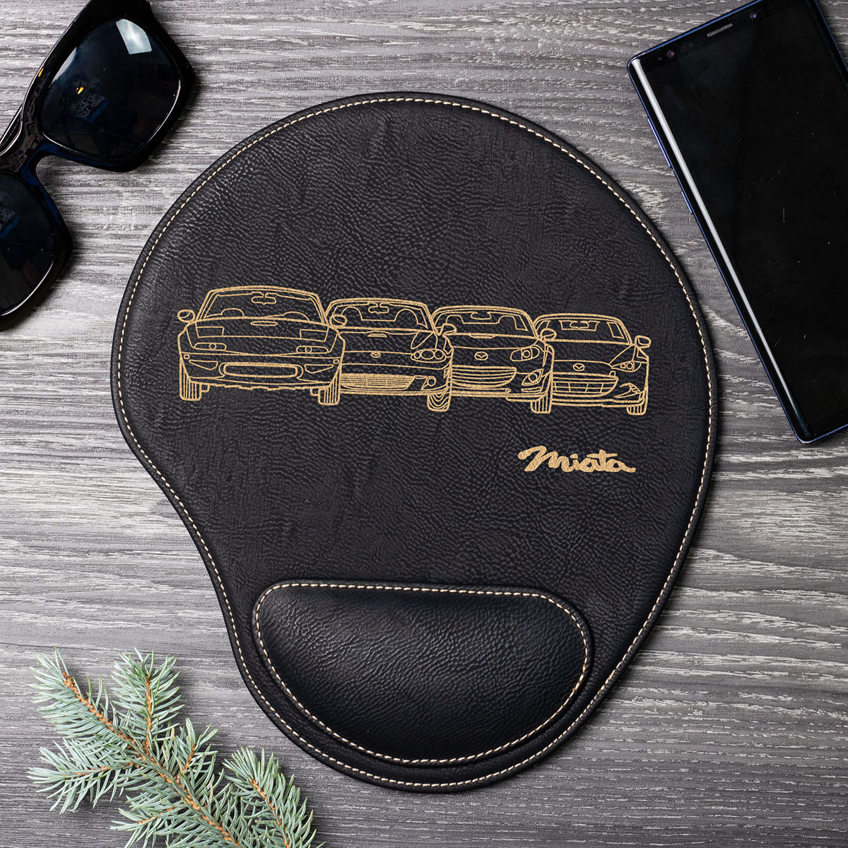 Miata Evolution Engraved Leather Mouse Pad