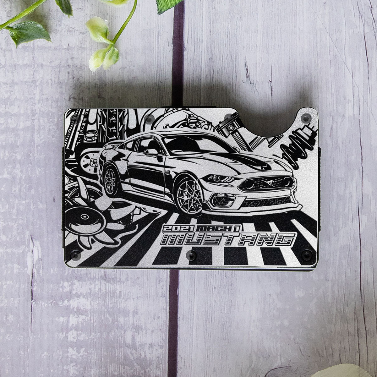 Mustang Collection Art Aluminum Compact Minimalist Wallet