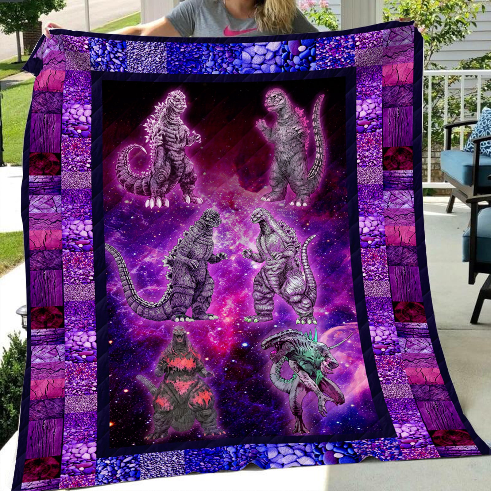 Godzilla Collection Purple Art Quilt
