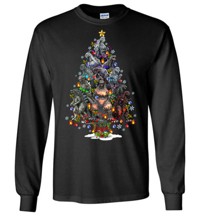 Godzilla Christmas T-shirt - Christmas Tree From All Godzillas