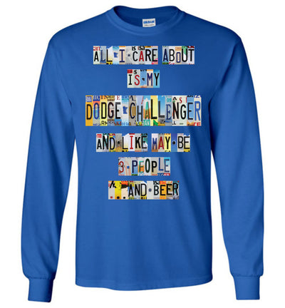 All I Care About Dodge Challenger - License Plate T-shirt