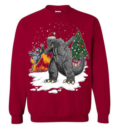 Godzilla Dabbing For Christmas Sweatshirt 1