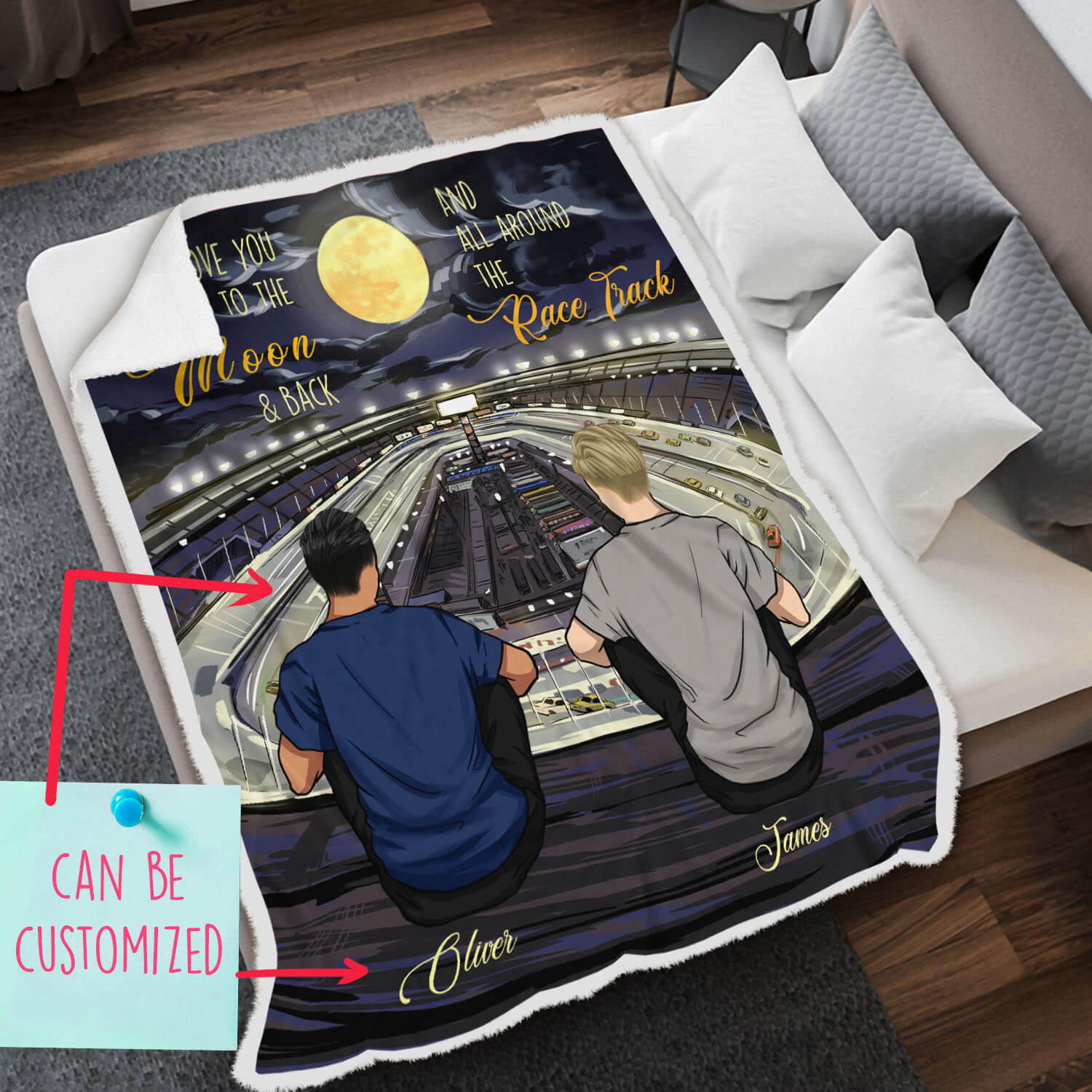 Personalized Couples on Race Track Blanket