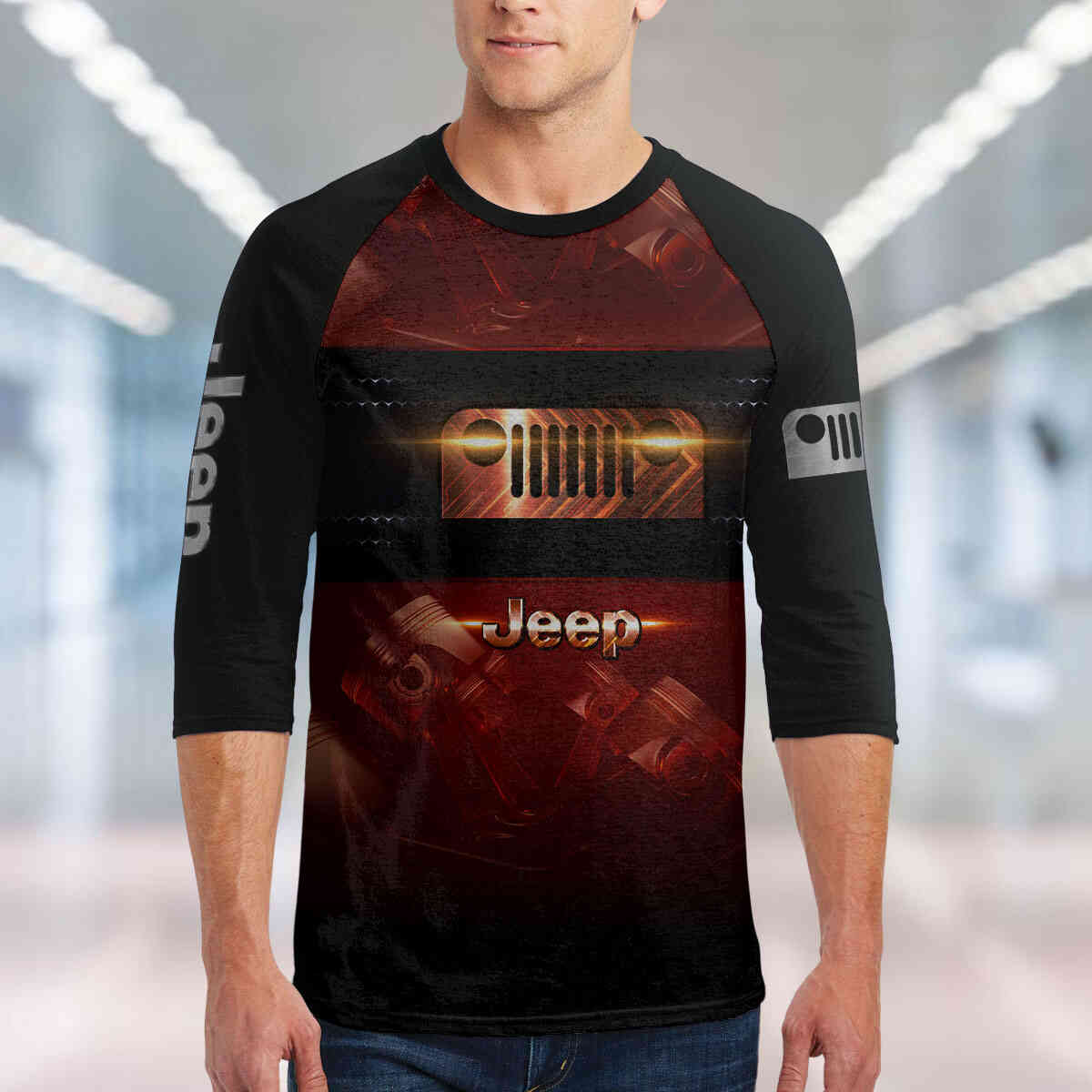 Jeep Unisex 3/4-Sleeve Raglan T-Shirt