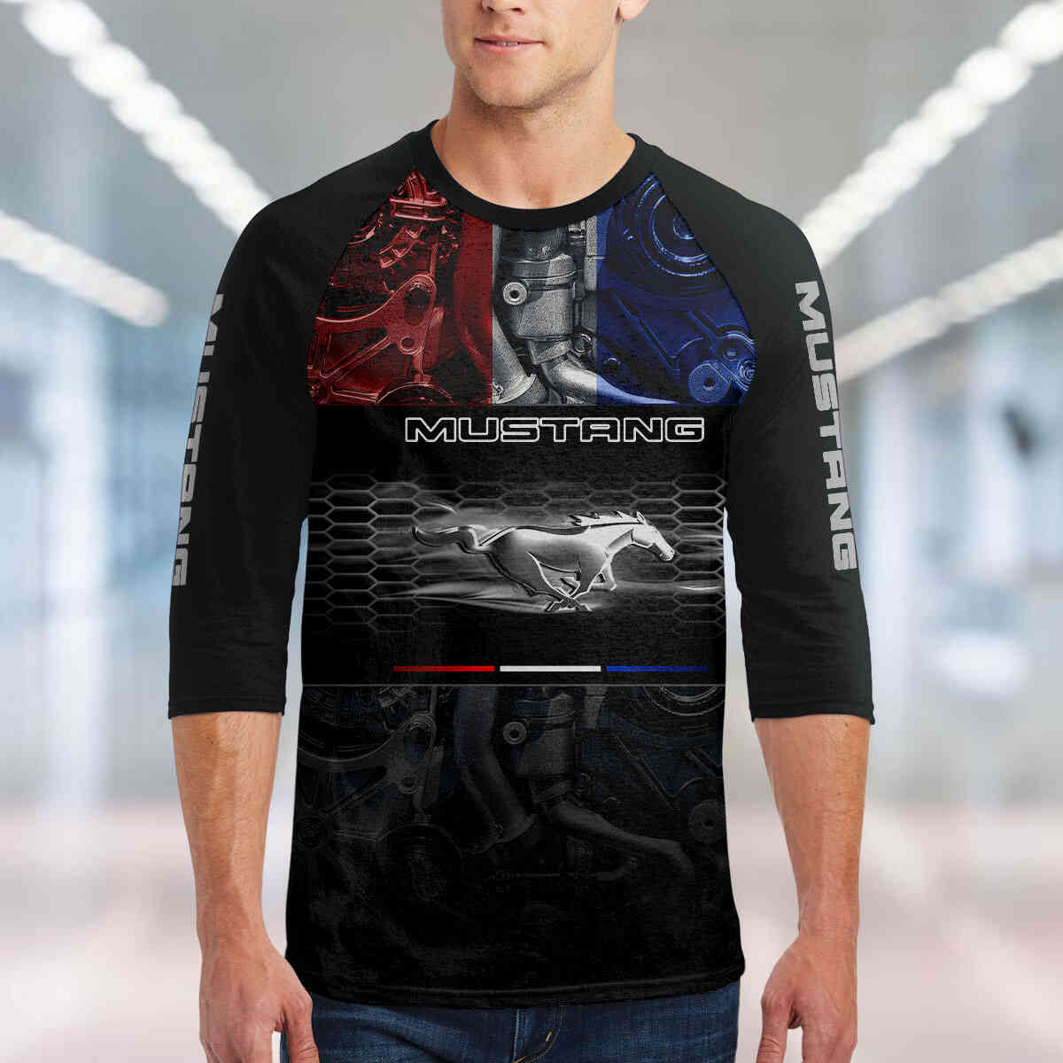 Mustang Unisex 3/4-Sleeve Raglan T-Shirt