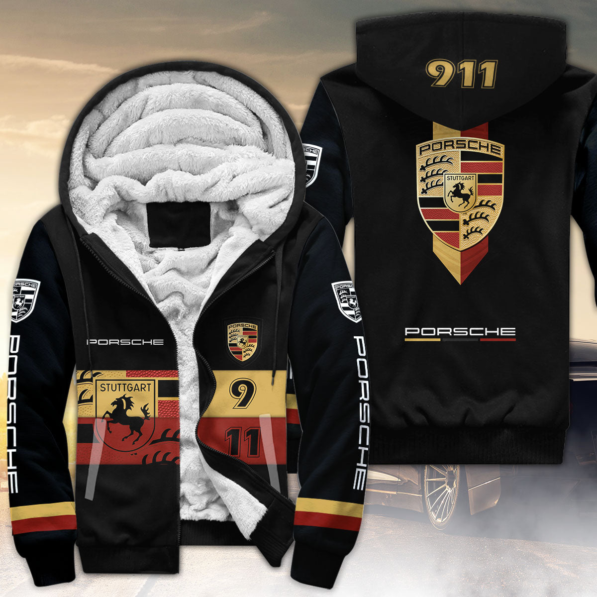 911 All Over Print Fleece Zipper Hoodie