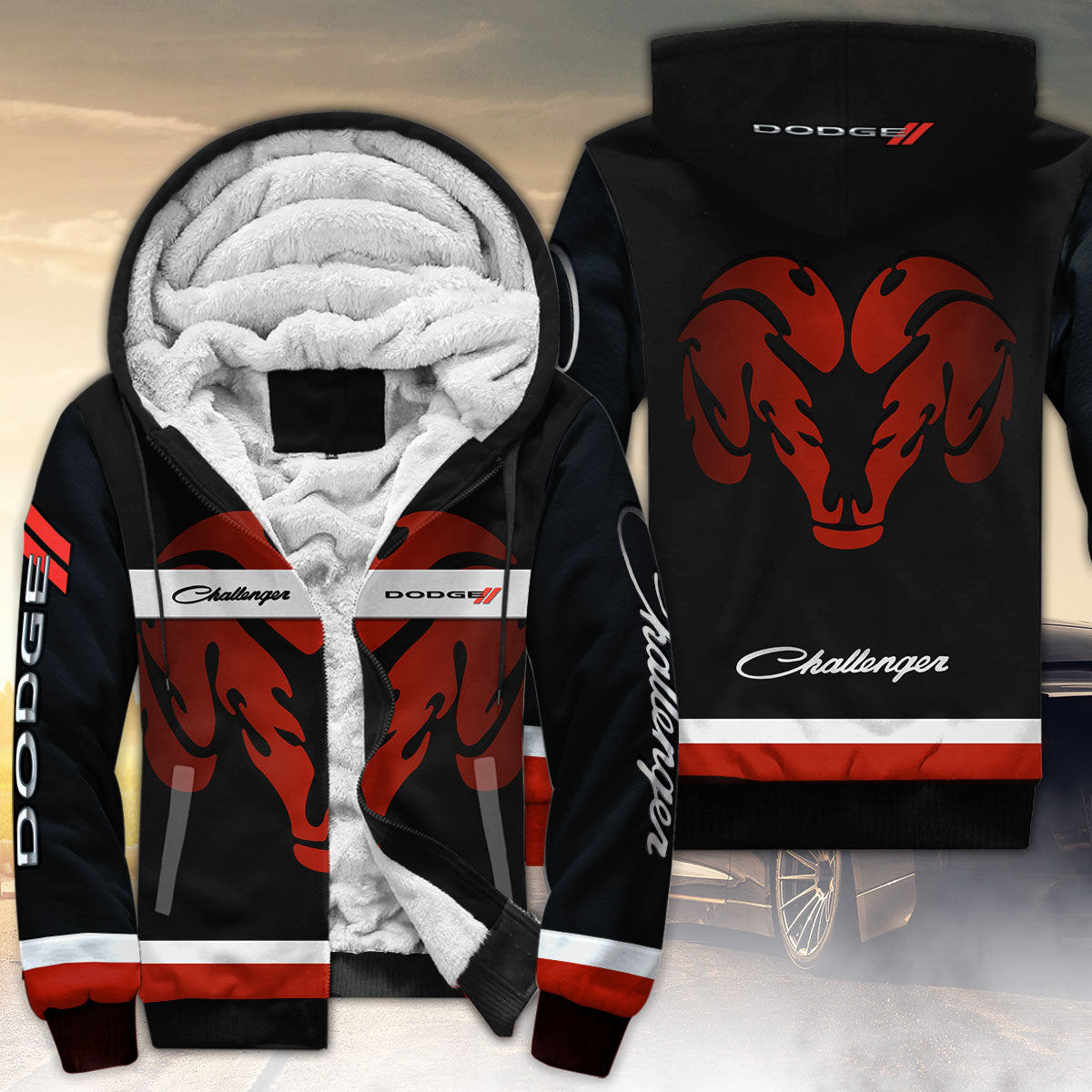 Challenger All Over Print Fleece Zipper Hoodie