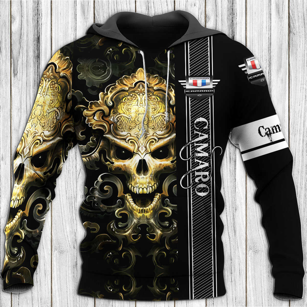 Camaro Skull Art All Over Print Hoodie - A Camaro Halloween Hoodie