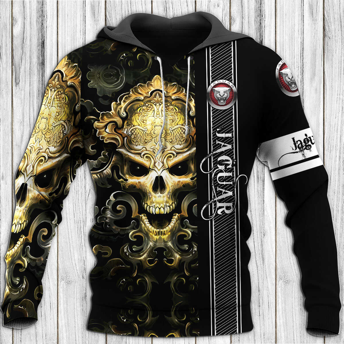 Jaguar Skull Art All Over Print Hoodie - A Jaguar Halloween Hoodie
