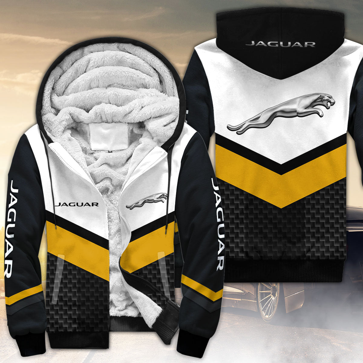 Jaguar All Over Print Fleece Zipper Hoodie