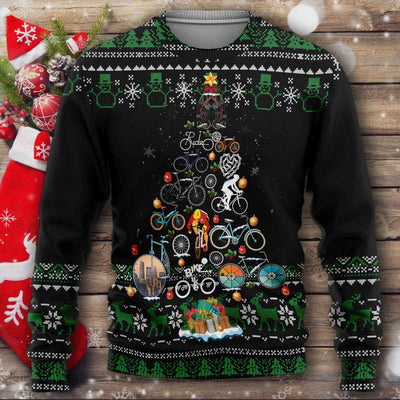 Bicycling Graphic Art Christmas Tree Sweater