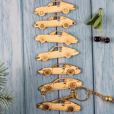 911 Silhouette Collection Laser Engraved Wood Keychain Set