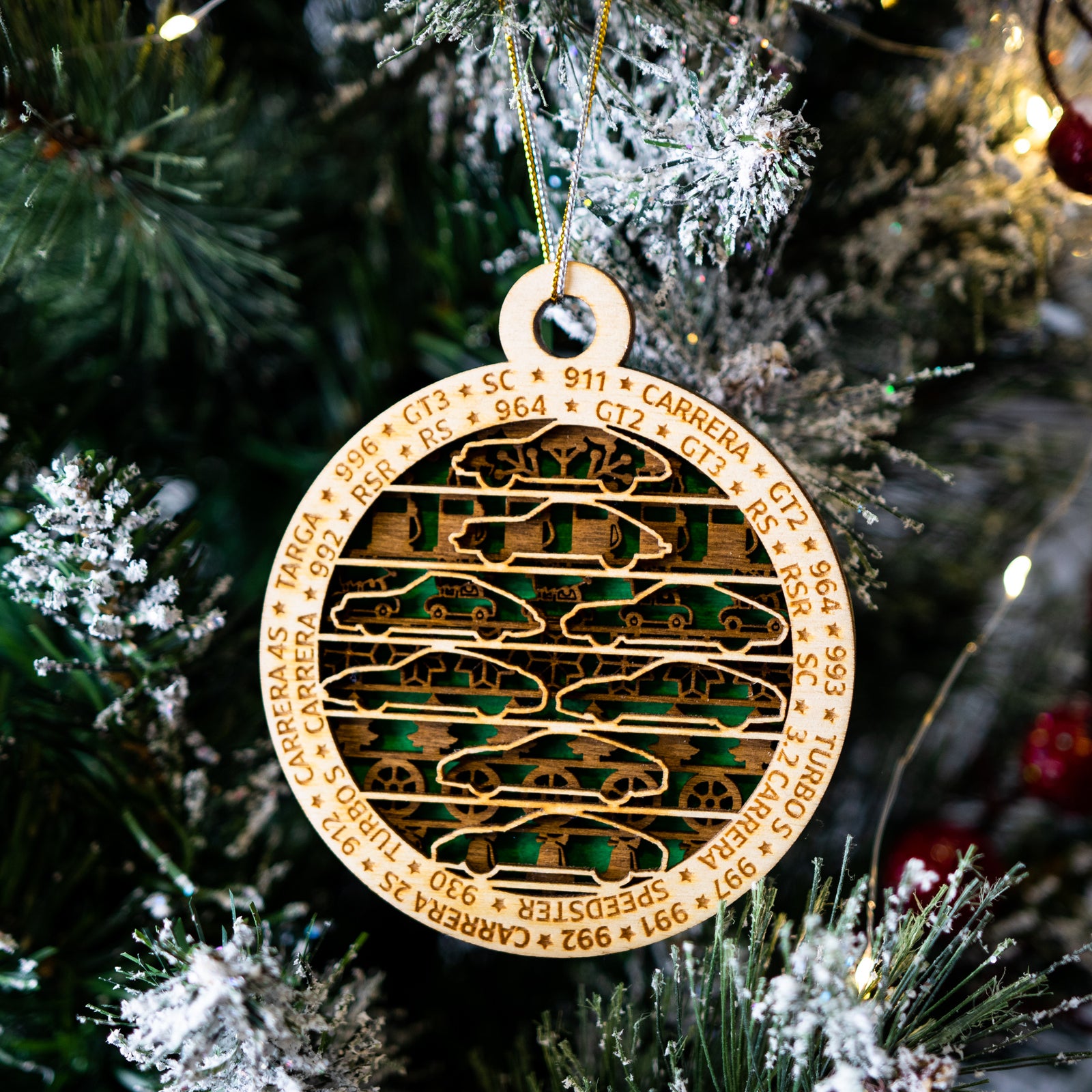 911 Silhouette/Snowflake Handmade Wood/Acrylic Art Ornament