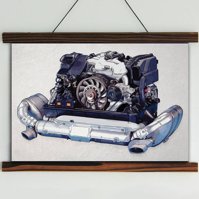 911 Flat-Six Engine Framed Canvas Wall Art