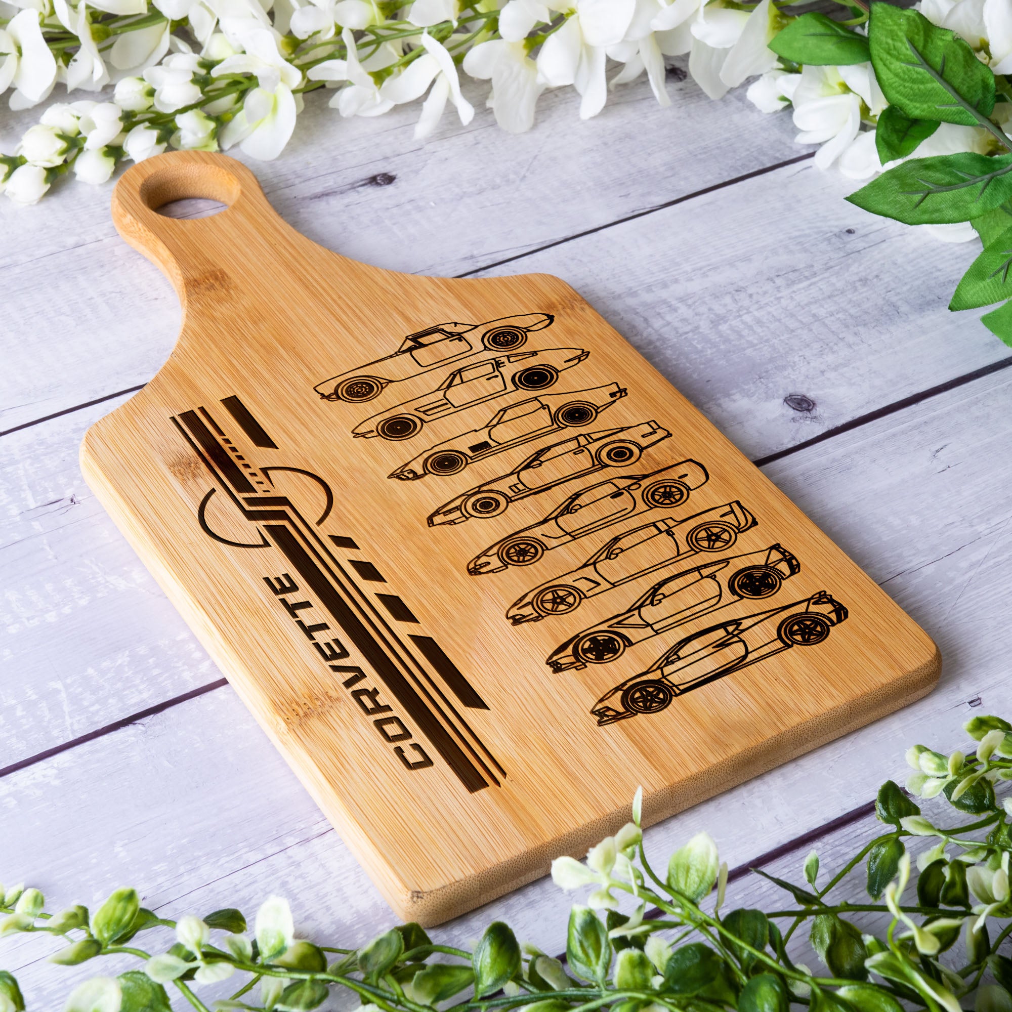 Vette Silhouette Collection Laser Engraved Wood Keychain Set - TrendySweety