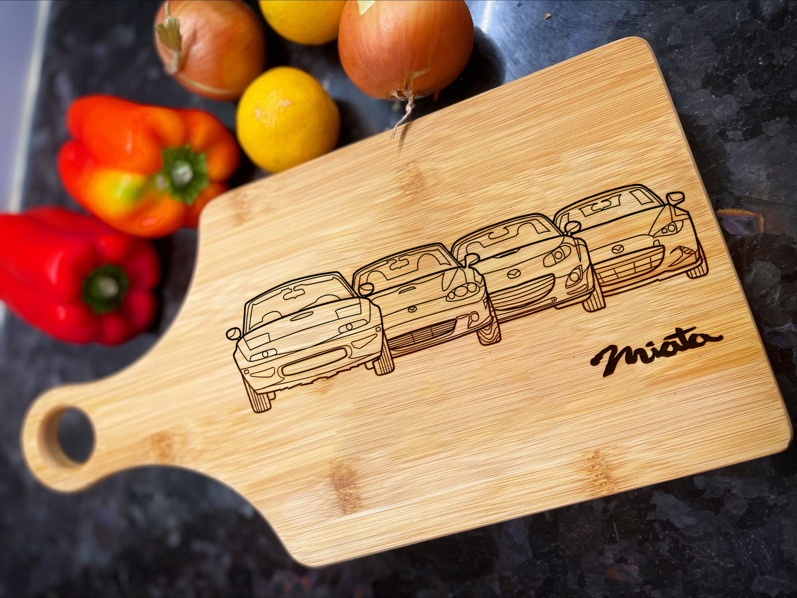 Miata Evolution Art Cutting Board