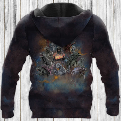 Godzilla All Over Print Hoodie - 3D Art Pullover Hoodie With Pocket For Godzilla Fans