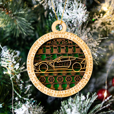 Vette Collection 3-Layer Handmade Wood Art Ornament