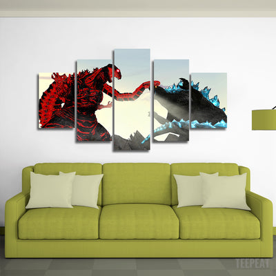 Shin vs 2014 Godzilla Canvas Wall Art