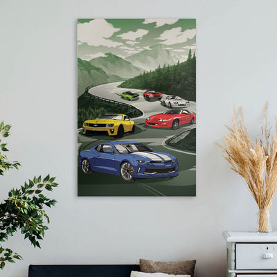 Racing Camaro Canvas Wall Art