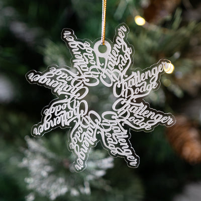 Challenger Silhouette/Snowflake Handmade Wood/Acrylic Art Ornament