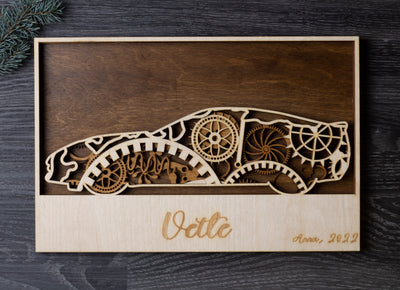 Vette Steampunk Multi-layer Wood Art