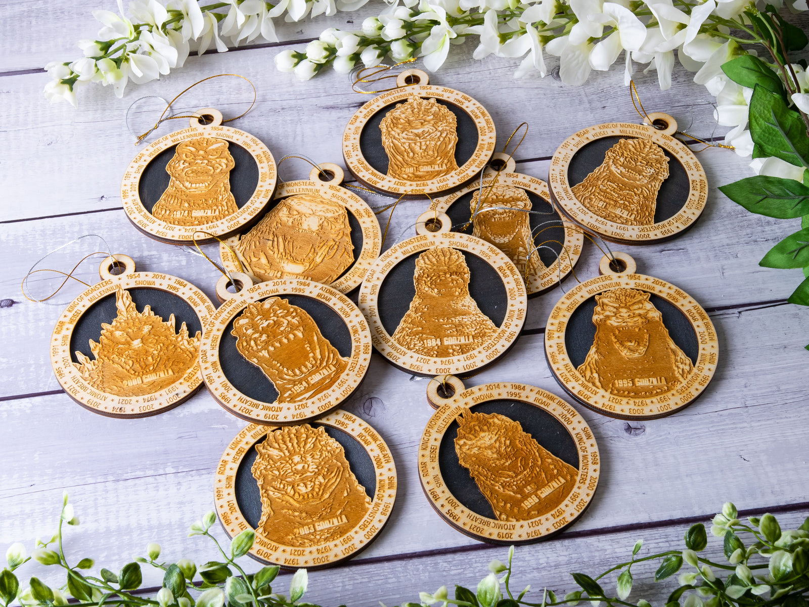 Godzilla Collection 2-Layer Handmade Wood Art Ornament