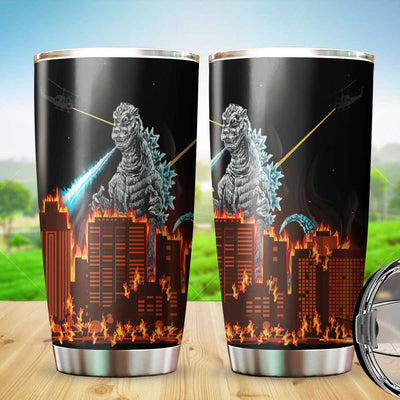 Godzilla Art Tumbler - Stainless Steel Vacuum Insulated Tumbler For Godzilla And Kaiju Fans