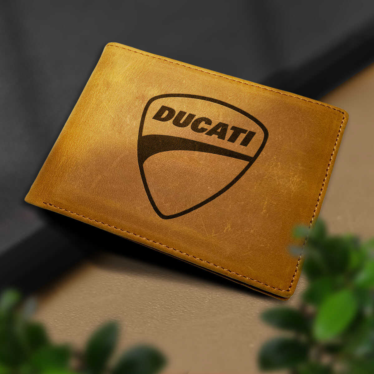 Ducati Hand-made Engraved Leather Bifold Wallet