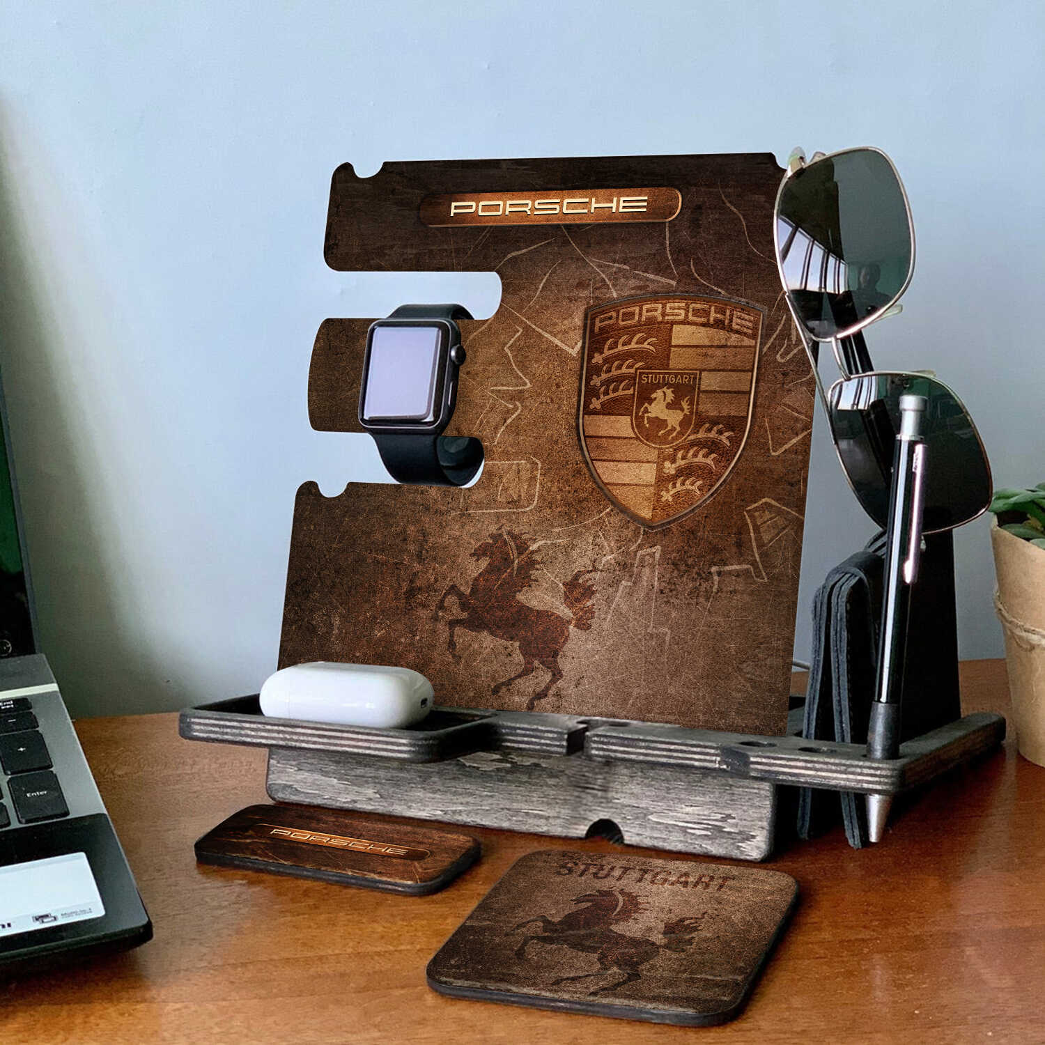 911 Phone Docking Station - Wooden Mobile Gadget Organizer For 911 Fans