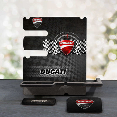 Ducati Phone Docking Station - Wooden Mobile Gadget Organizer For Ducati Fans