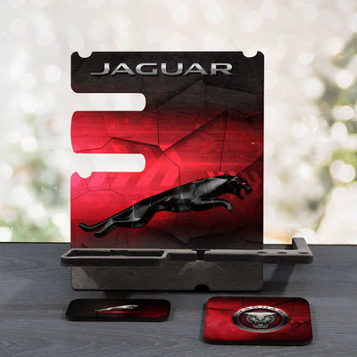Jaguar Phone Docking Station - Wooden Mobile Gadget Organizer For Jaguar Fans
