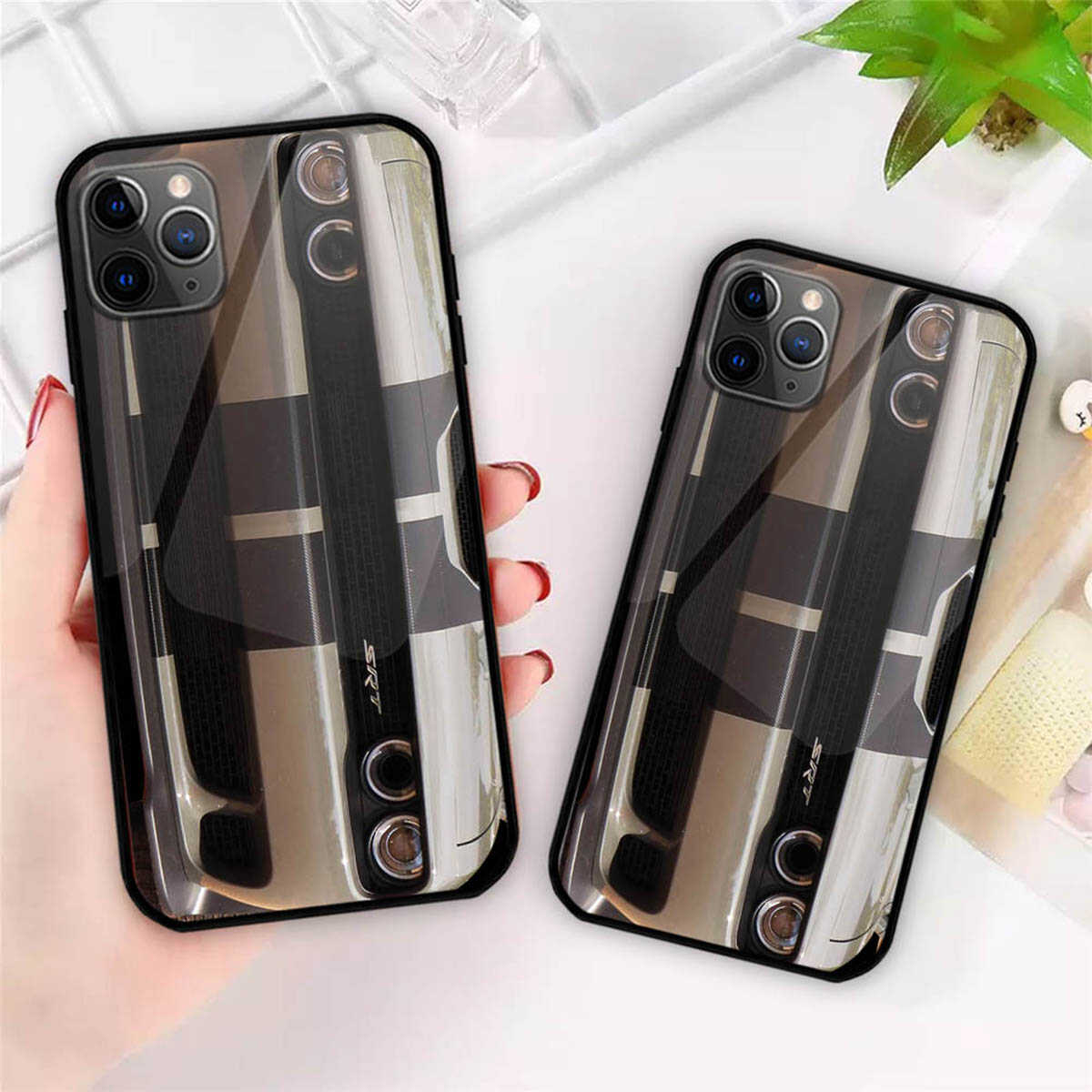 Challenger Glass Phone Case - Challenger Car Front Art Protective Phone Cover For iPhone And Samsung