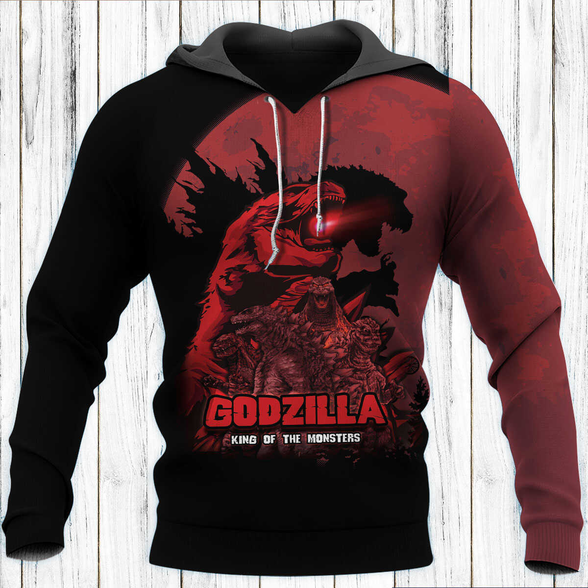 Godzilla All Over Print Hoodie - 3D Art Pullover Hoodie With Pocket For Godzilla Fans