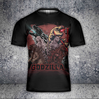 Godzilla All Over Print T-shirt - 3D Art Crewneck Tee New Version