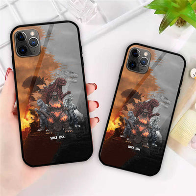 Godzilla Glass Phone Case - Godzilla Art Protective Phone Cover For iPhone And Samsung