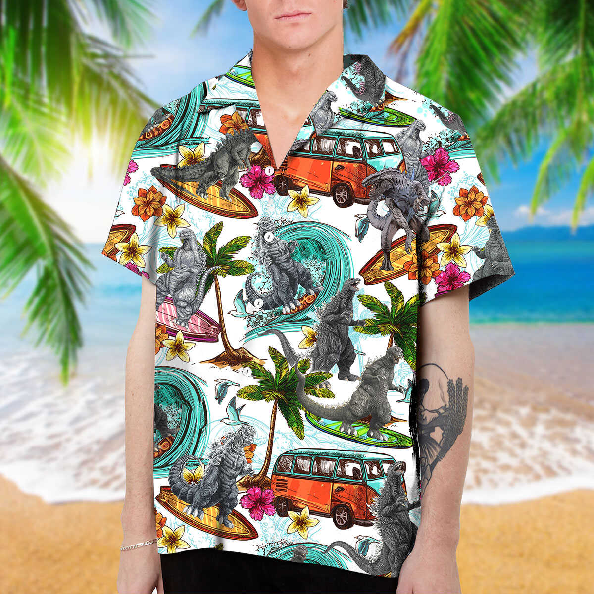 Godzilla Hawaiian Shirt - Godzilla Collection Art Hawaiian Shirt v.3