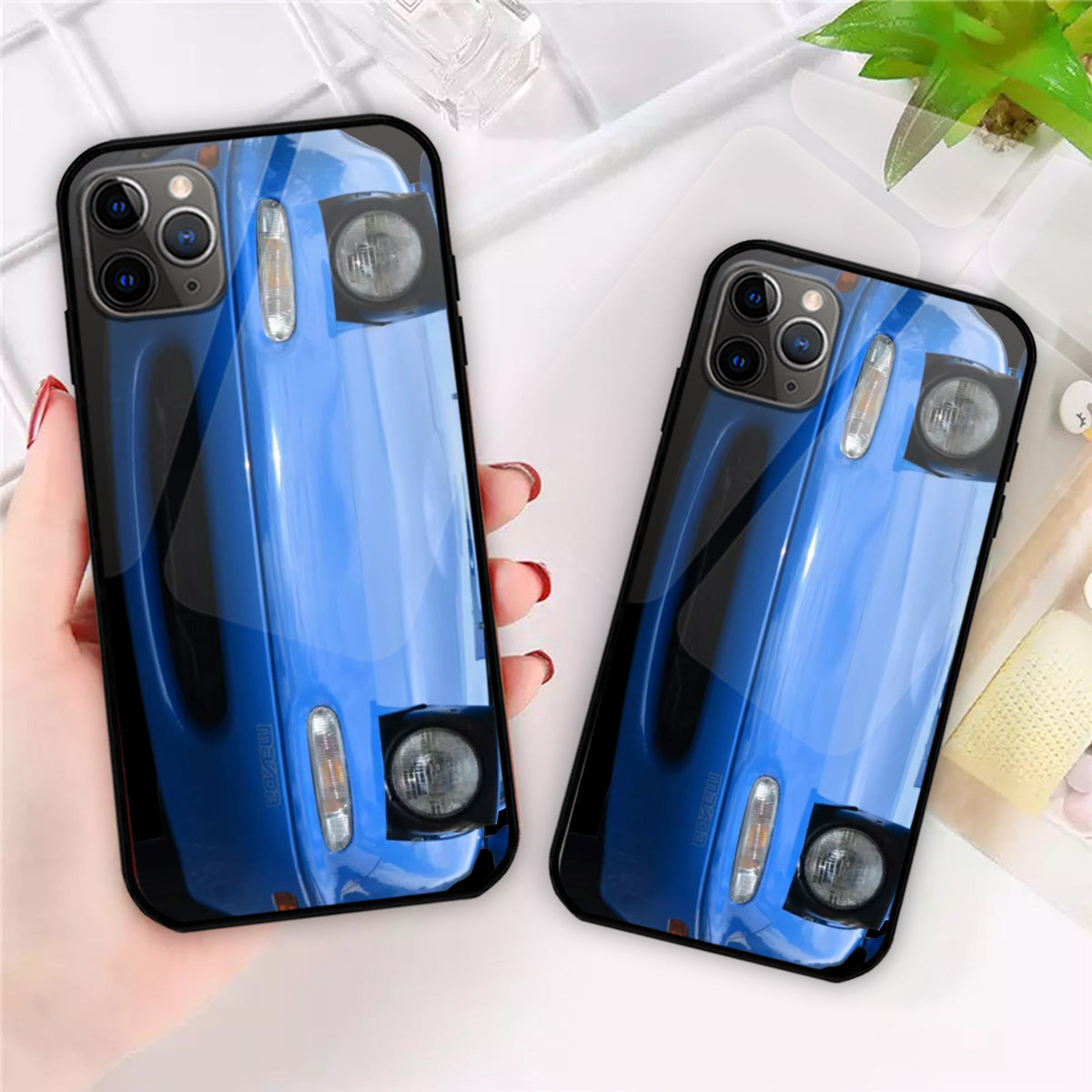 Miata Glass Phone Case - Miata Car Front Art Protective Phone Cover For iPhone And Samsung