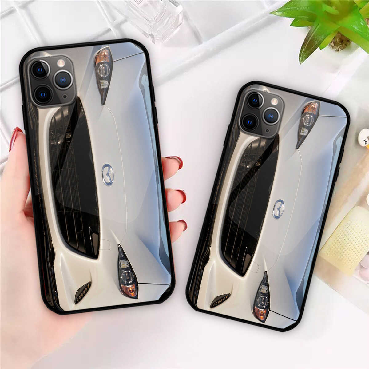 Miata Glass Phone Case - Miata Car Front Art Protective Phone Cover For iPhone And Samsung