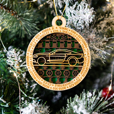 Mustang Collection 3-Layer Handmade Wood Art Ornament