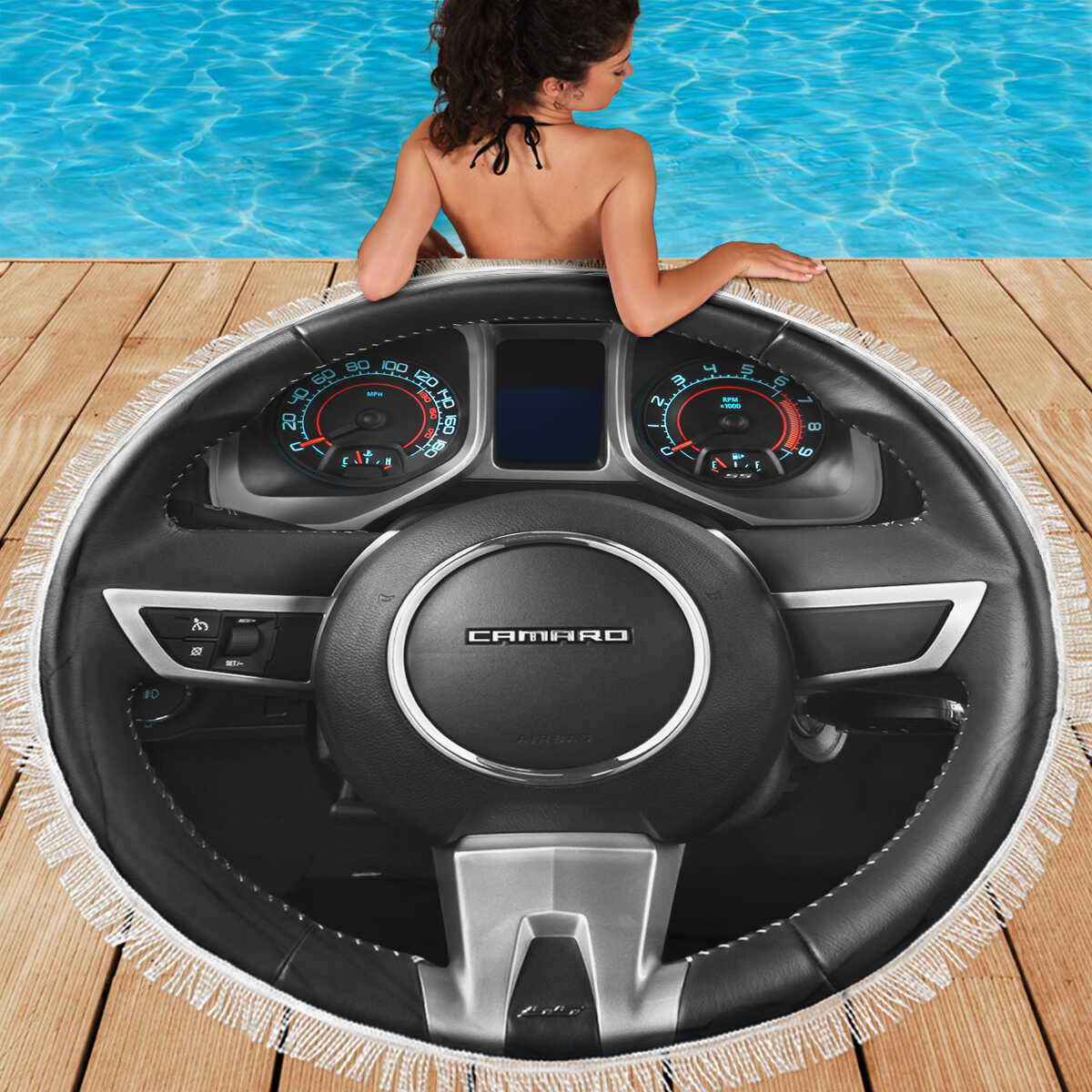 Camaro Steering Wheel Art Beach Towel