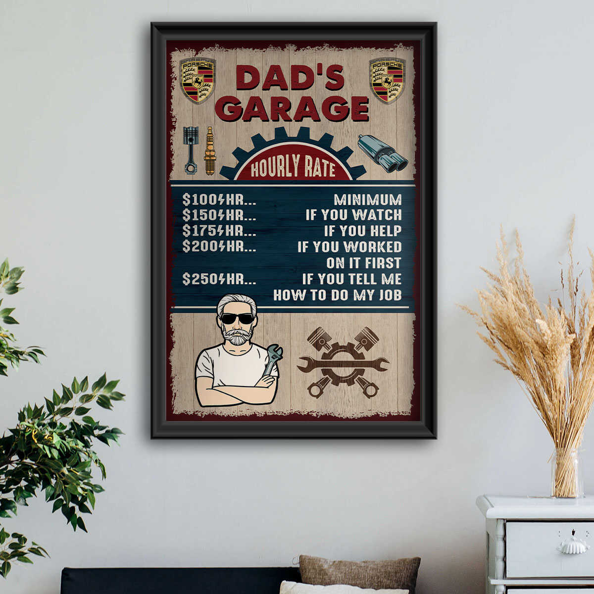 911 Dad's Garage Hourly Rate Wall Art