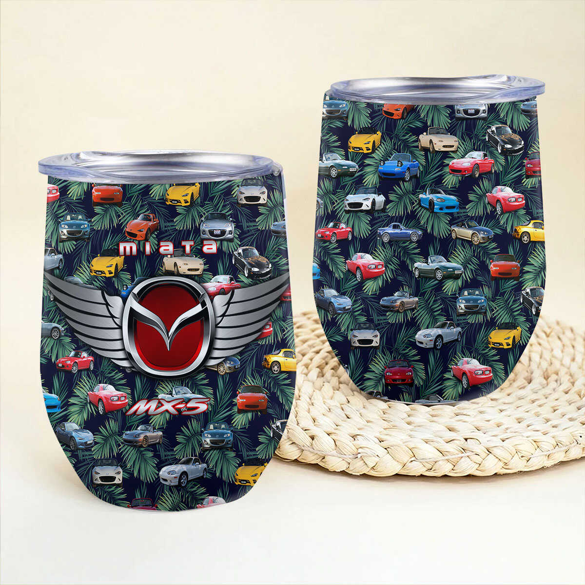 MX-5 Miata Hawaiian Wine Tumbler - Stainless Steel Vacuum Insulated Wine Tumbler For Miata Fans